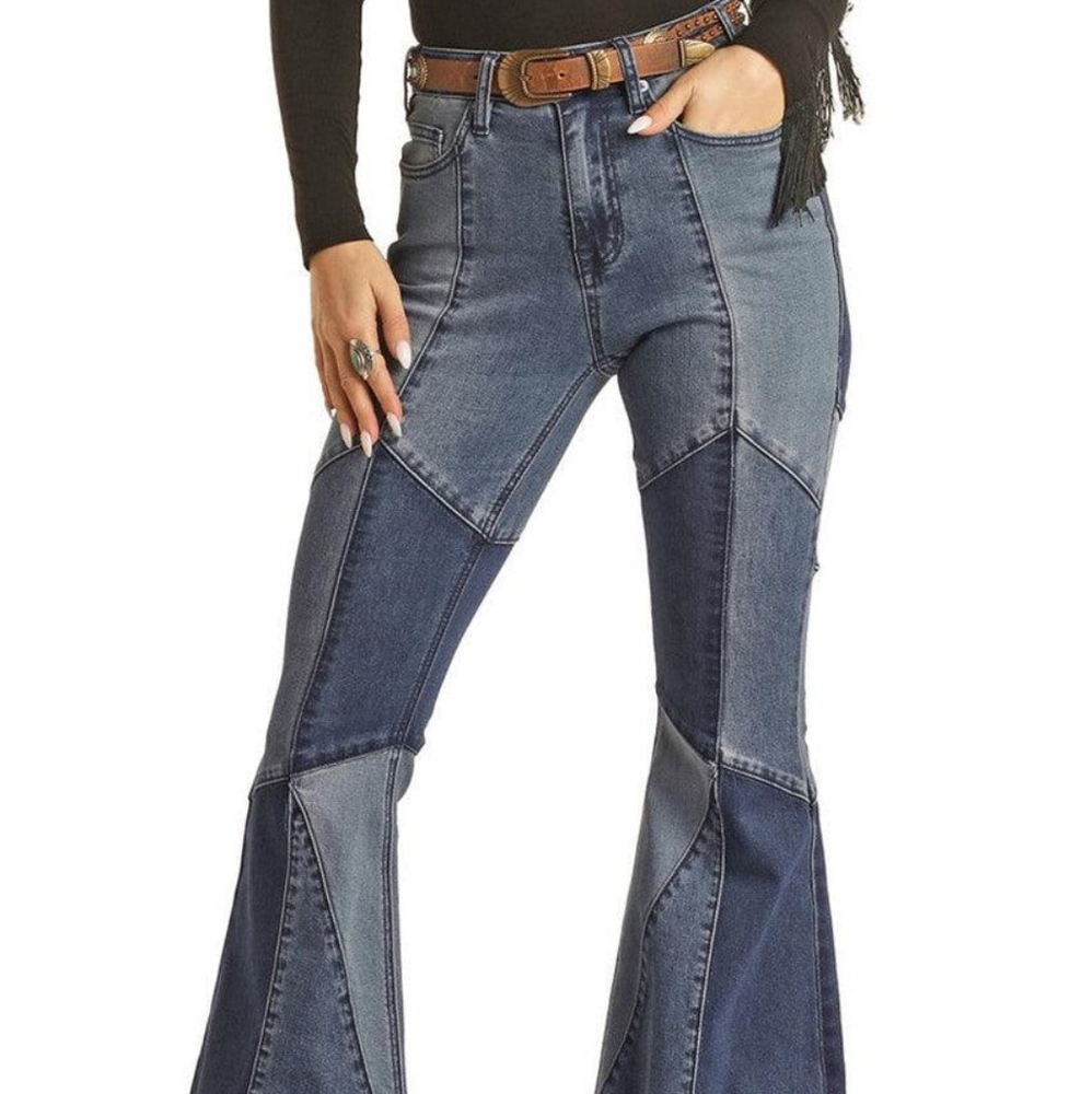 Rock N Roll Patchwork Flare Jeans